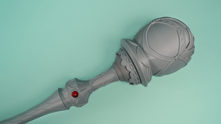Close up of the head/top orb of Aerith's Garnet Rod.