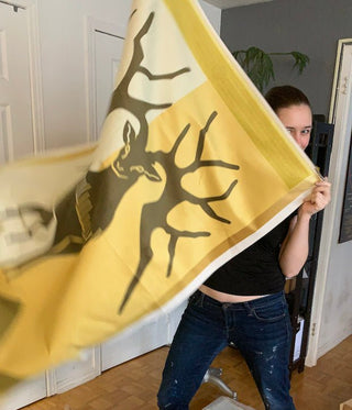 Golden Deer Flag Fabric