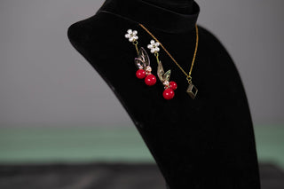 Nanashi Mumei's Cherry Earrings [Brass + Gold Plating] Jewelry cosplay DangerousLadies