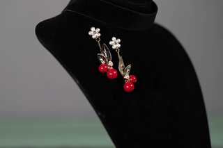Nanashi Mumei's Cherry Earrings [Brass + Gold Plating] Jewelry cosplay DangerousLadies