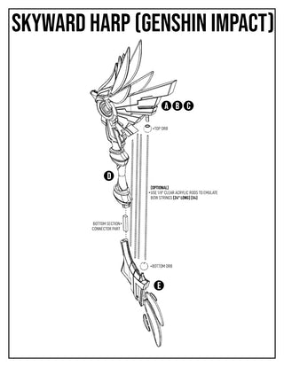 Skyward Harp [3D Print Files] 3D Files cosplay DangerousLadies