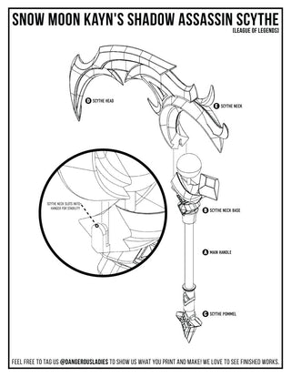 Snow Moon Kayn's Shadow Assassin Scythe [3D Print Files] 3D Files cosplay DangerousLadies