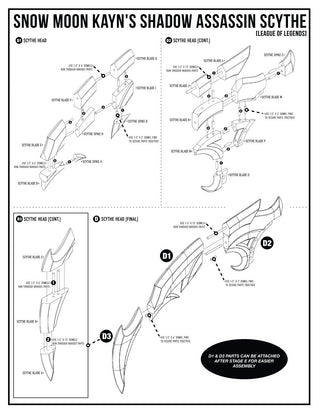 Snow Moon Kayn's Shadow Assassin Scythe [3D Print Files] 3D Files cosplay DangerousLadies