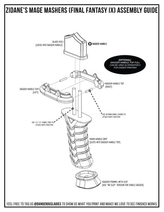 Zidane's Mage Masher Daggers [3D Printed Kit] Jewelry cosplay DangerousLadies