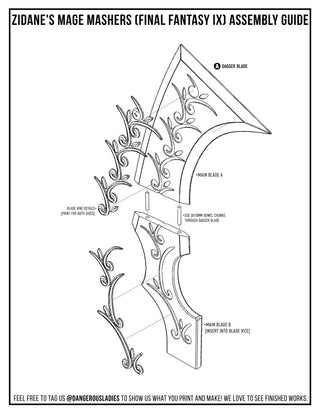 Zidane's Mage Masher Daggers [3D Printed Kit] Jewelry cosplay DangerousLadies