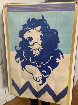 Blue Lions Flag Fabric