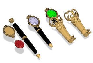 Twisted Wonderland House Pen Wands with Holders [3D Print Files] 3D Files cosplay DangerousLadies